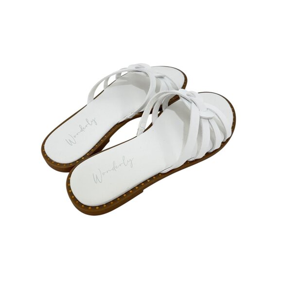Wonderly Tara Womens White Woven Slide Sandals Size 7.5 Faux Leather - Picture 9 of 13